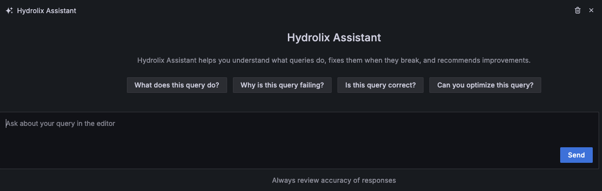 Hydrolix Assistant panel