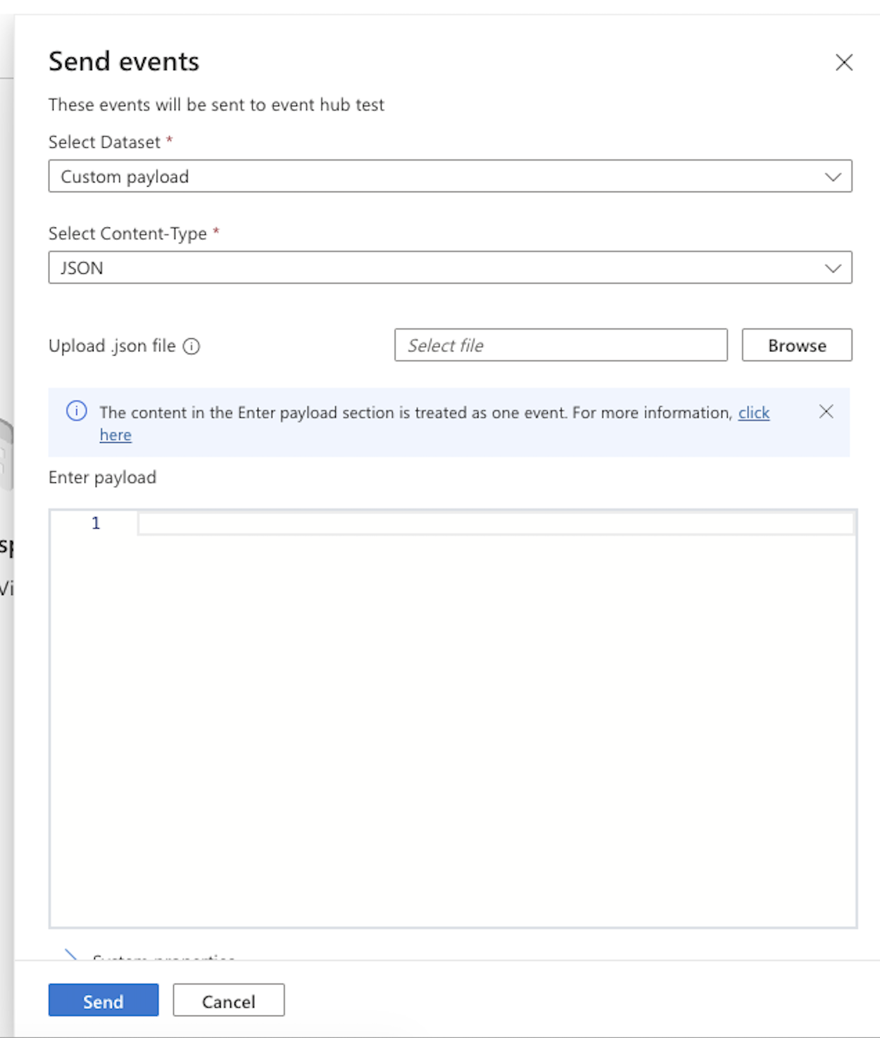 Azure Event Hubs send events interface