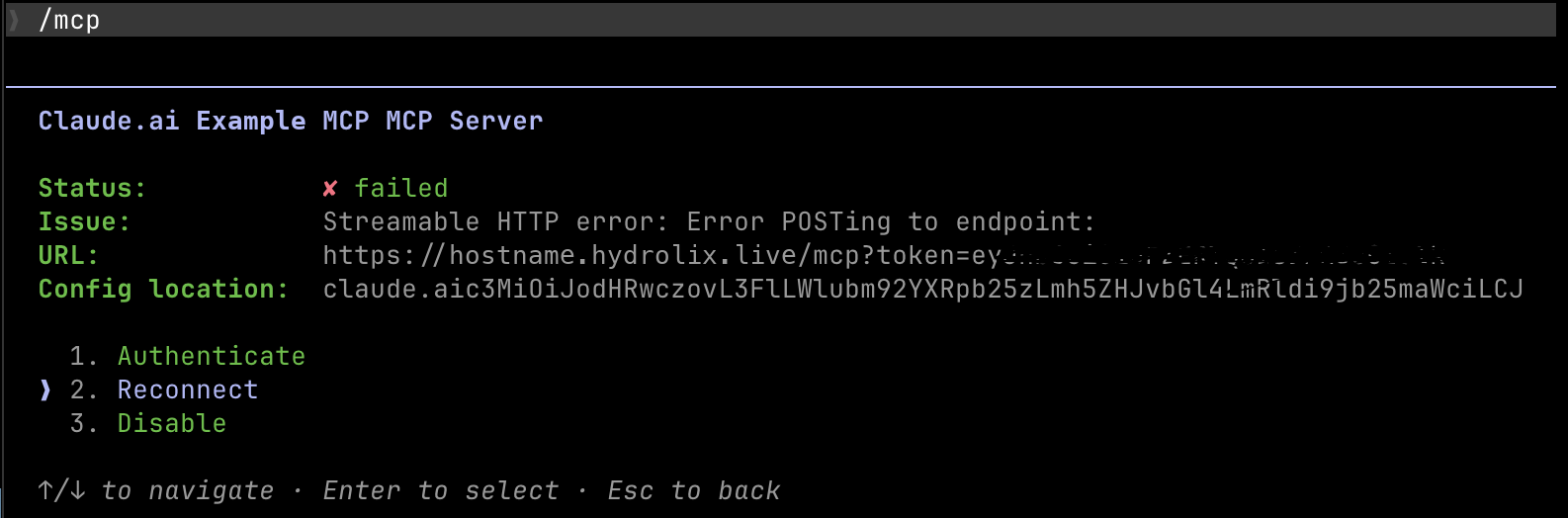 Initiate a connection attempt using the **Reconnect** option