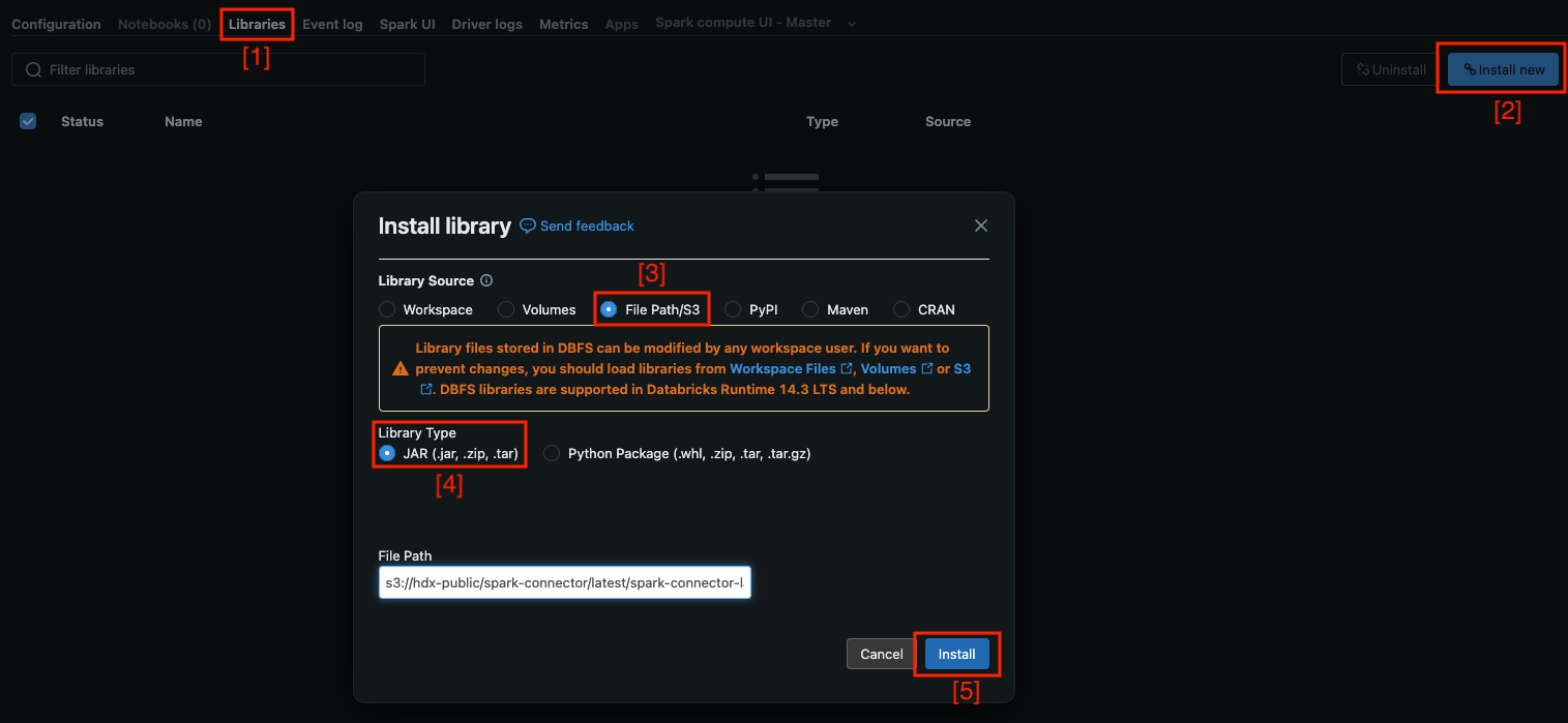 Databricks install library with DBFS and JAR options