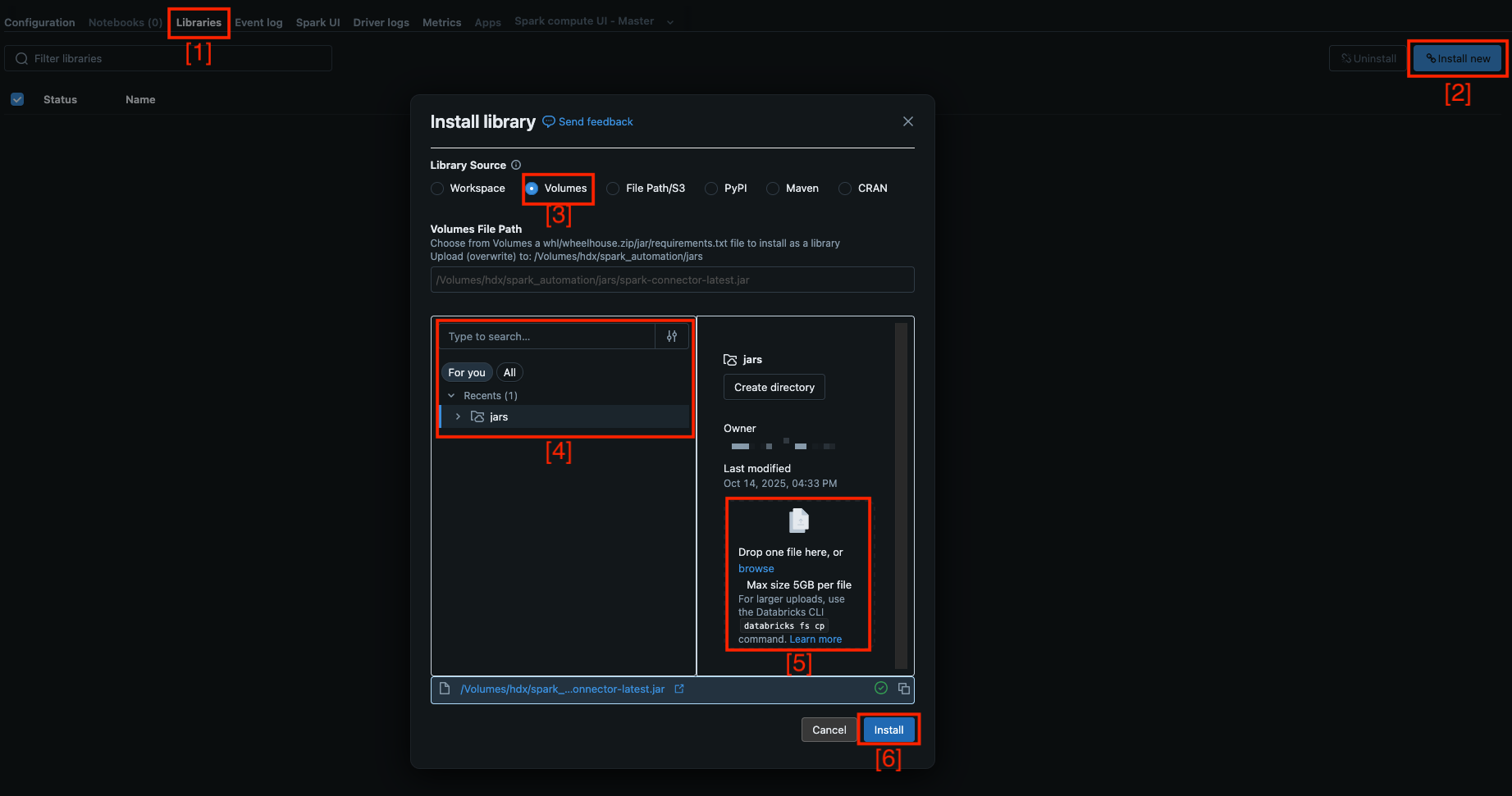 Databricks install library with DBFS and JAR options