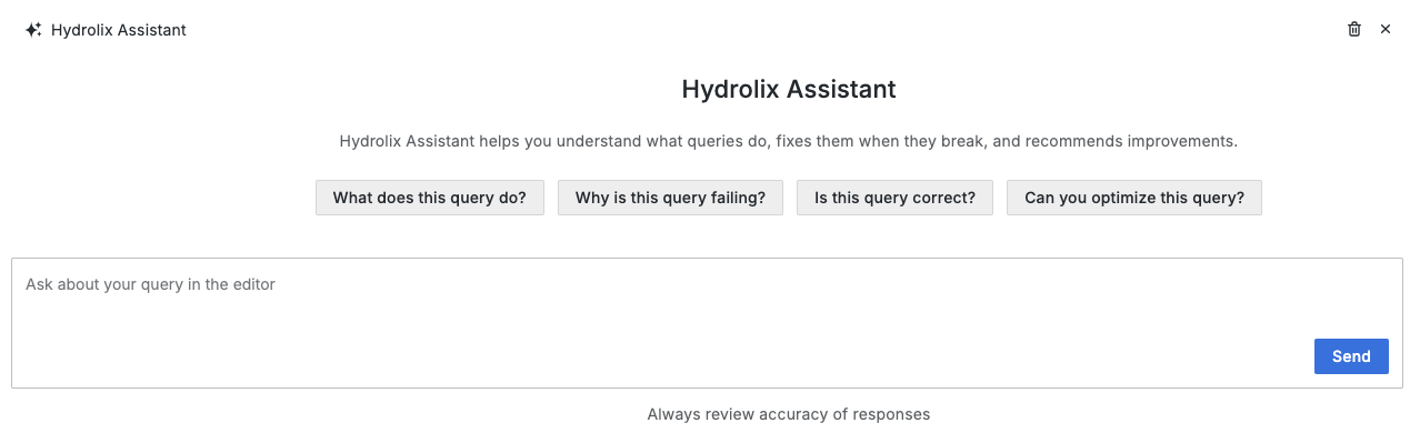 Hydrolix Assistant panel