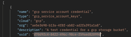 Credential ID in API response JSON