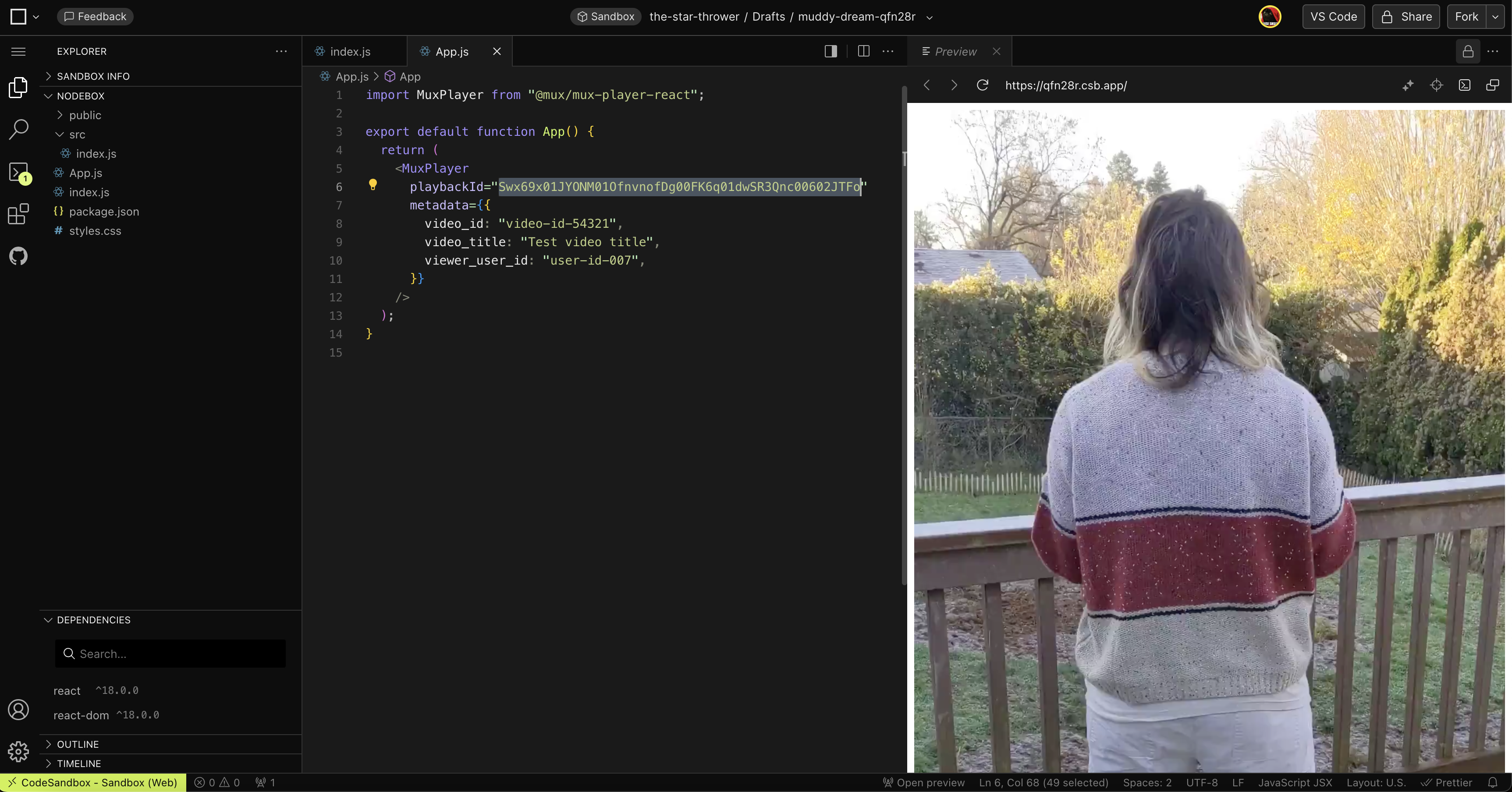 Video preview in Mux sandbox